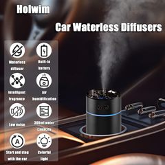 Cross-border small portable spray car humidifier, colorful ambient light, dual spray fragrance machine, essential oil car fragrance machine