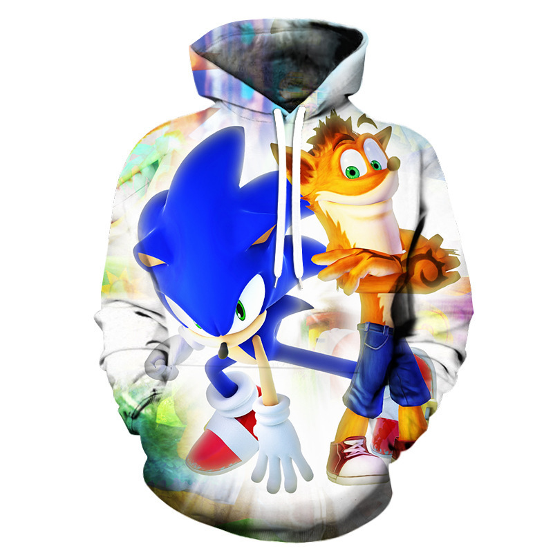 Amazon Autumn and Winter Sonic 3D Digital Printing Hoodie Couple Loose Casual Direct Sales Wholesale Amazon Autumn and Winter Sonic 3D Digital Printing Hoodie Couple Loose Casual Direct Sales Wholesale