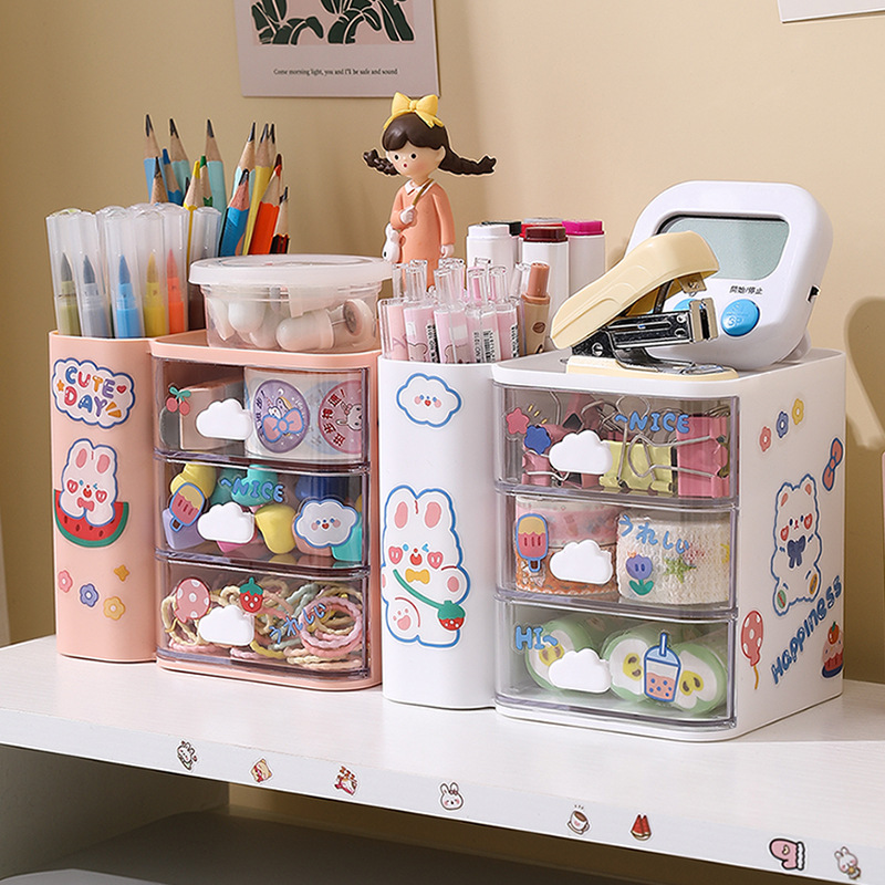 Cloud pen holder INS desktop transparent drawer storage box hand…