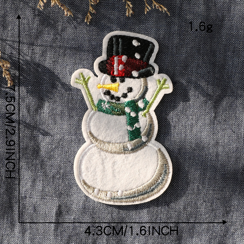 コンピュータ刺繍マーククリスマススパンコール雪だるまダウンジャケット補修破れ穴パッチ装飾デカール刺繍布パッチ|undefined