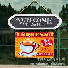 Welcome 北欧咖啡店装饰门牌咖啡馆挂牌创意家居欢迎光临牌营业牌
