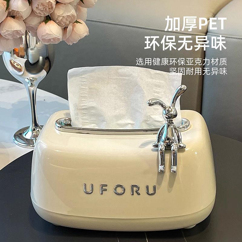 INS estilo Luz de lujo caja de pañuelos de primavera crema Conejo caja de pañuelos de escritorio sala de estar mesa de café caja de almacenamiento de alto valor de color