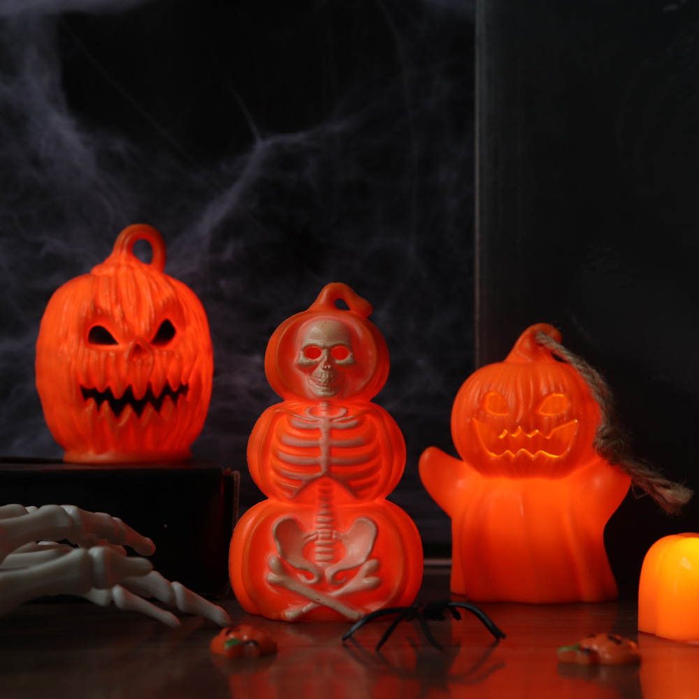 Luz de calabaza de Halloween transfronteriza decoración de fiesta decoración de fiesta luz de noche fantasma esqueleto de calavera creativa luz de vela de calabaza