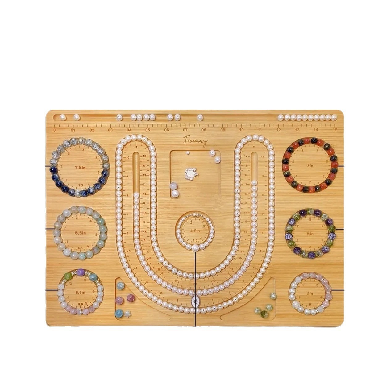 Placa de diseño de pulsera de madera creativa Pulsera de collar de bricolaje de cuadrícula múltiple Placa de exhibición de perlas Joyería Placa de cuentas de joyería