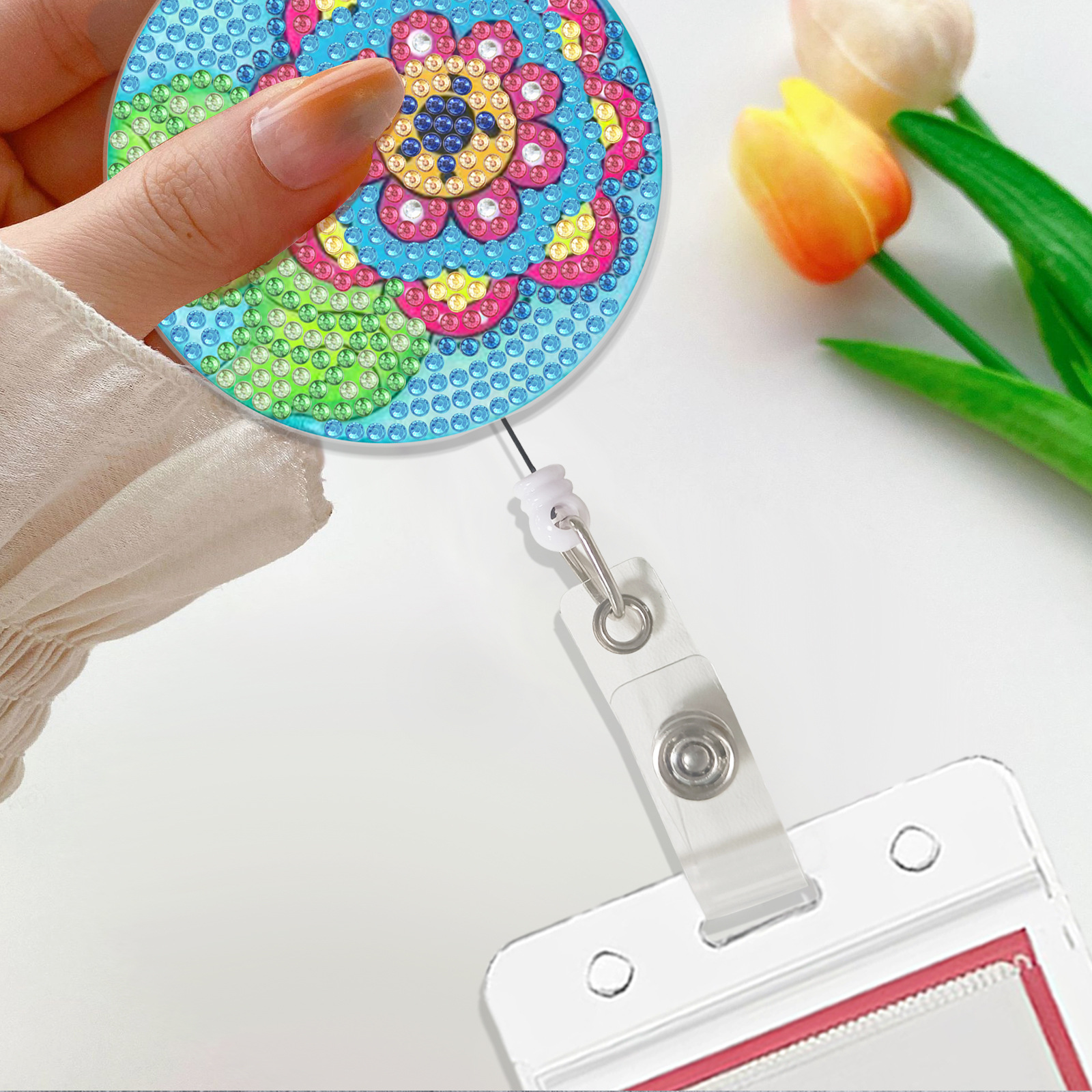 Accesorios para pintura con diamantes: Hebilla retráctil DIY, tirador de cordón retráctil, clip giratorio de 360 grados, disponible para venta al por mayor.