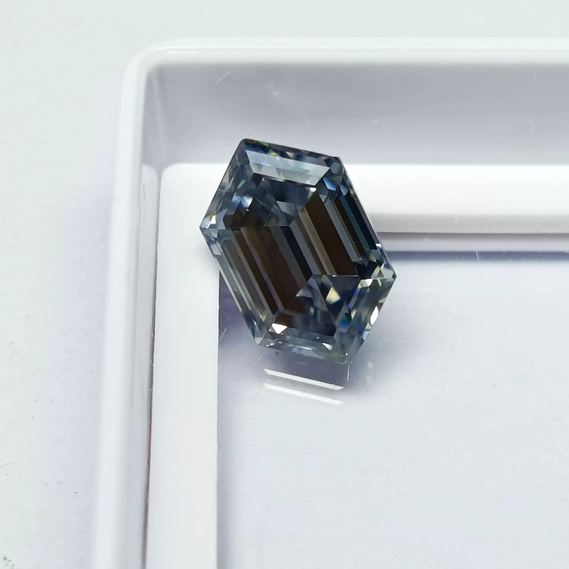 定制裸石梧州厂家深蓝灰原色彩色莫桑石裸石人工宝石