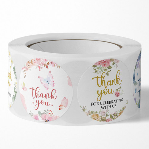 Foreign trade roll-packed flower crafts decoration thank you seal sticker envelope holiday handmade holiday decoration sticker