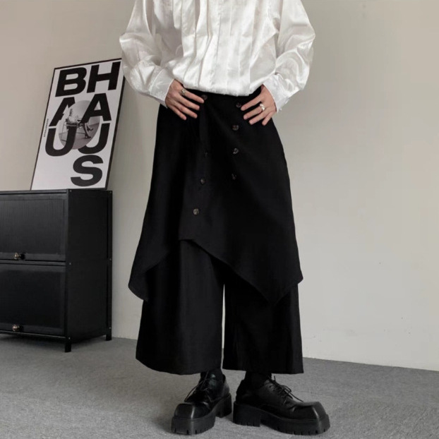Japanese Retro High-end Yaoji Yamamoto Culottes Laminated Irregular Design Suit Pants for Men and Women