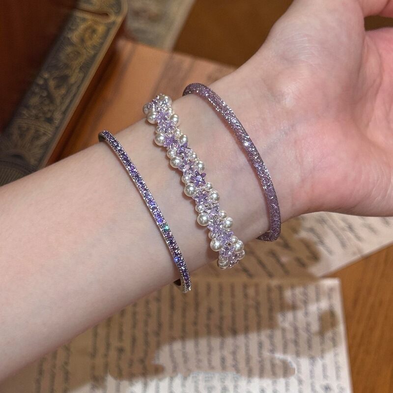 "Galaxy Purple Rhythm" Dazzling Dreamy Purple Star Pearl Bracelet, Light Luxury and Exquisite, Suitable for Layering and Everyday Wear