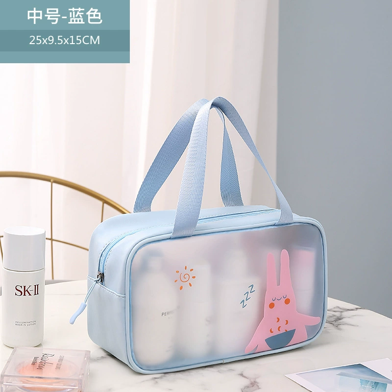 Матовая пластиковая косметичка Thesonxuan с мультяшным принтом, waterproof, PVC, большая вместительная дорожная ручная сумка