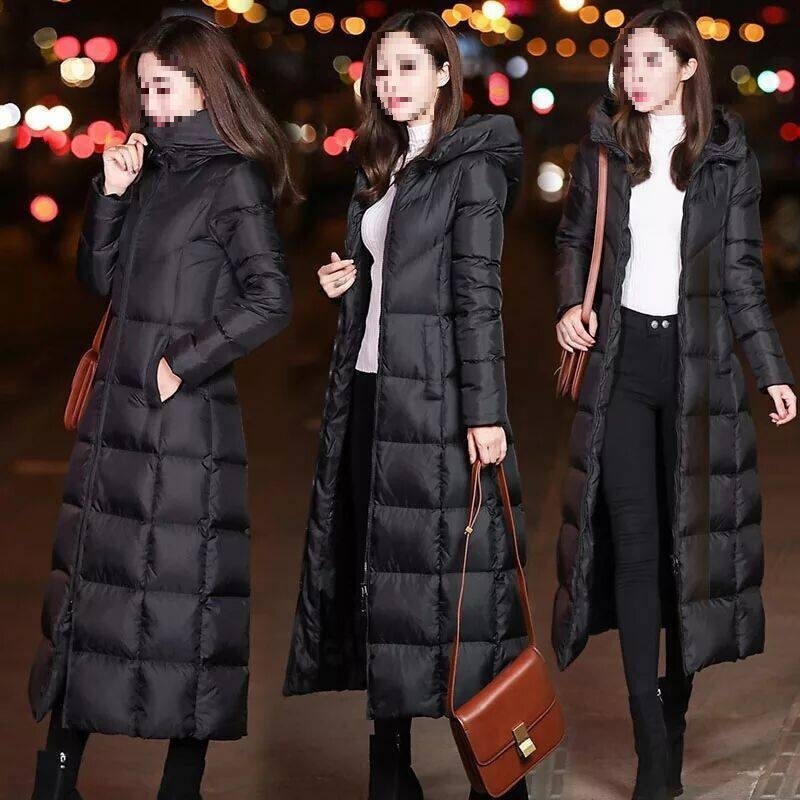 New Women's Cotton Coat for Autumn and Winter, Korean Style, Slim Fit, Over-The-Knee Long, Thickened, Hooded, Versatile, Black Workwear New Women's Cotton Coat for Autumn and Winter, Korean Style, Slim Fit, Over-The-Knee Long, Thickened, Hooded, Versatile, Black Workwear