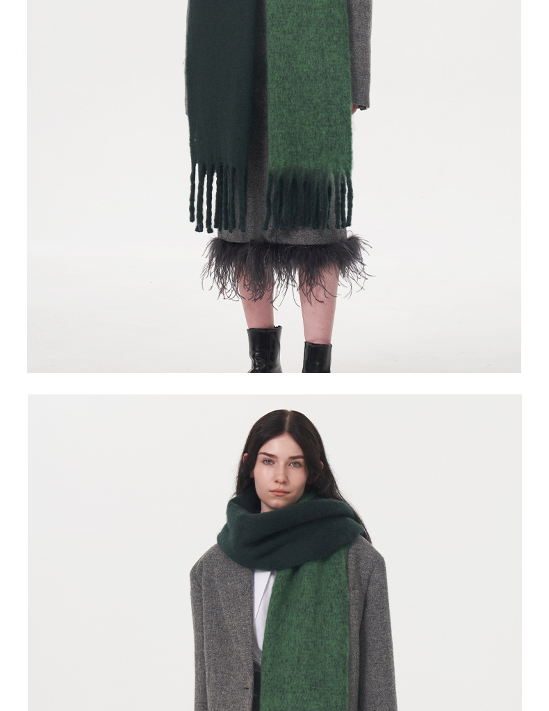 Nuova sciarpa in cashmere imitazione calda a due colori per autunno e inverno, sciarpa in mohair morbido e caldo spesso da donna_voghion.com