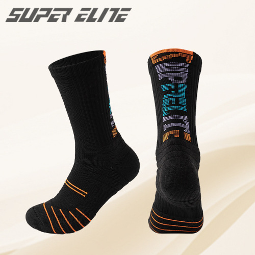 SUPER ELITE Letter Gradient Basketball Socks Comprehensive Practical Elite Socks High-top Towel Bottom American Fashion Socks