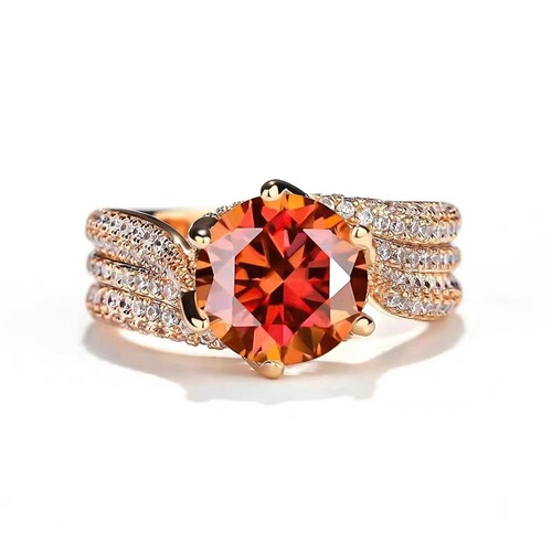 Live broadcast new hot selling 3 carat pigeon egg III love zircon three row full diamond line ring