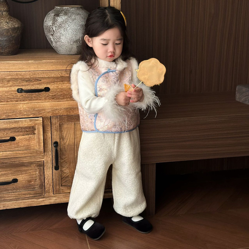 中秋·国庆限定儿童汉服马甲女童国风复古盘扣立领背心小女孩唐装|undefined