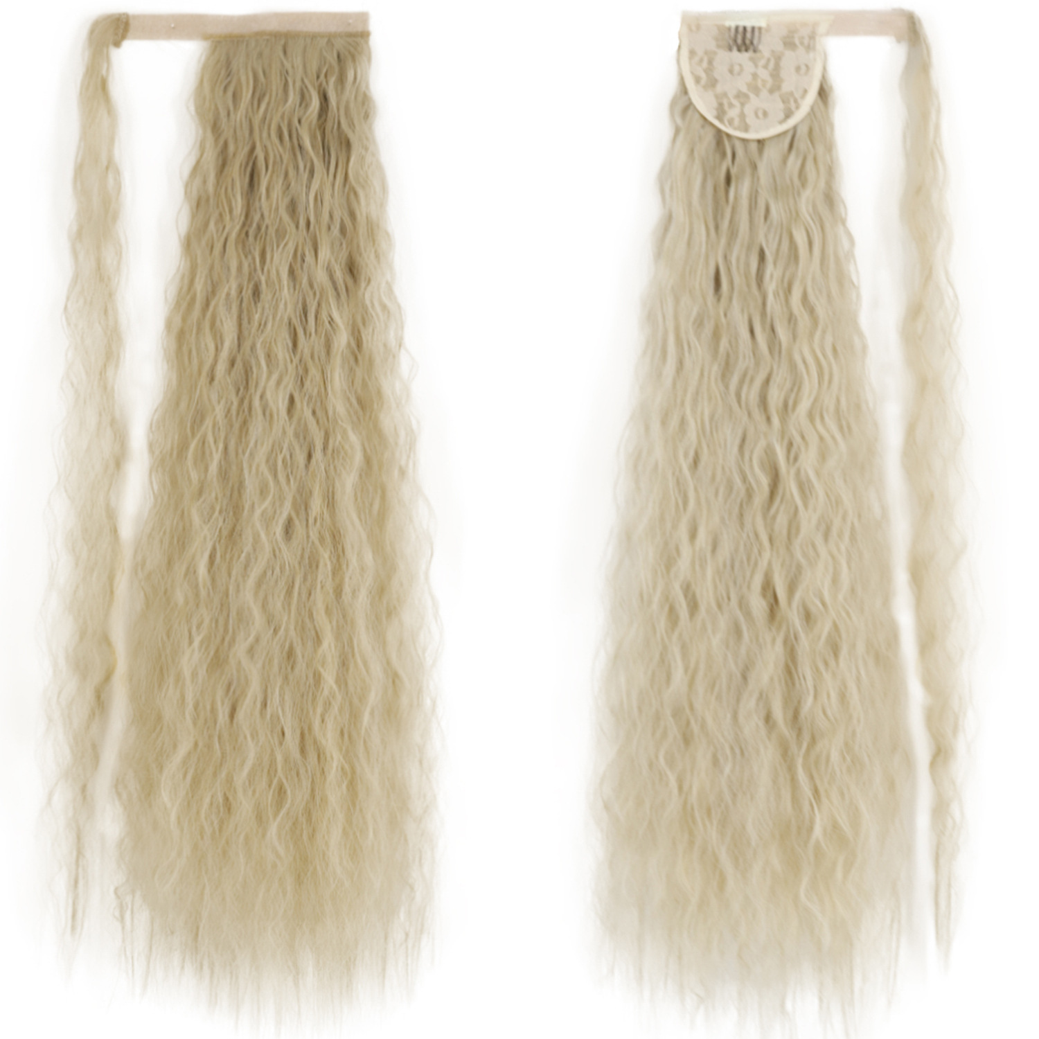 85CM peluca cola de caballo velcro maíz caliente cola de caballo largo cabello rizado fibra de caballo