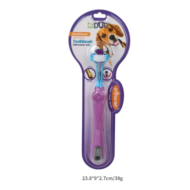 Productos para mascotas de explosión transfronteriza cepillo de dientes de tres extremos cepillo de dientes tridimensional cepillo de dientes multiángulo cepillo de dientes oral para perros y gatos image 14