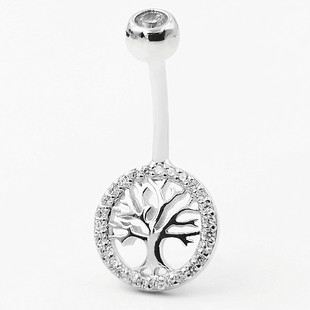 S925 silver body piercing jewelry belly button ring Europe and the United States zircon wishing tree belly button nail cross-border manufacturers wholesale