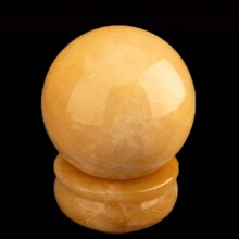 天然黄玉球摆件原矿石打磨改善厨房西北角聚宝盆底座财位风水球