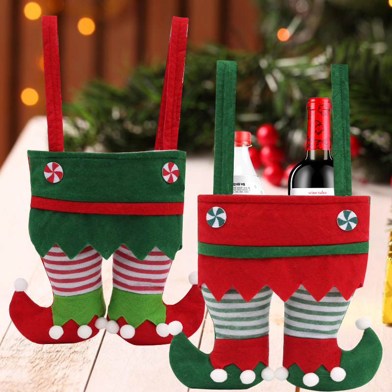 Cross-border Christmas decoration supplies children's gift bags elf pants bags candy bags gift bags party decorations