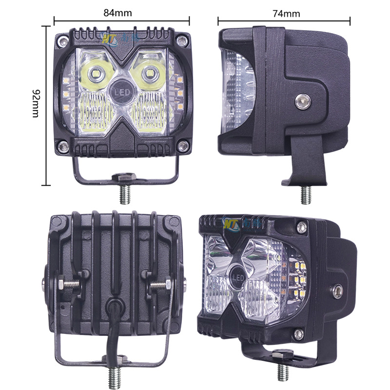 3 pulgadas motocicleta eléctrica lámpara de modificación tres lados iluminación flash LED delantero mini faro carcasa de lámpara