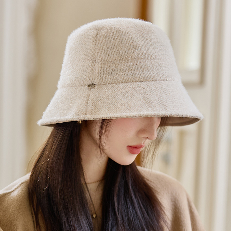 女秋冬韩版毛呢盆帽时尚百搭保暖渔夫帽日系户外休闲大头围显脸小|undefined