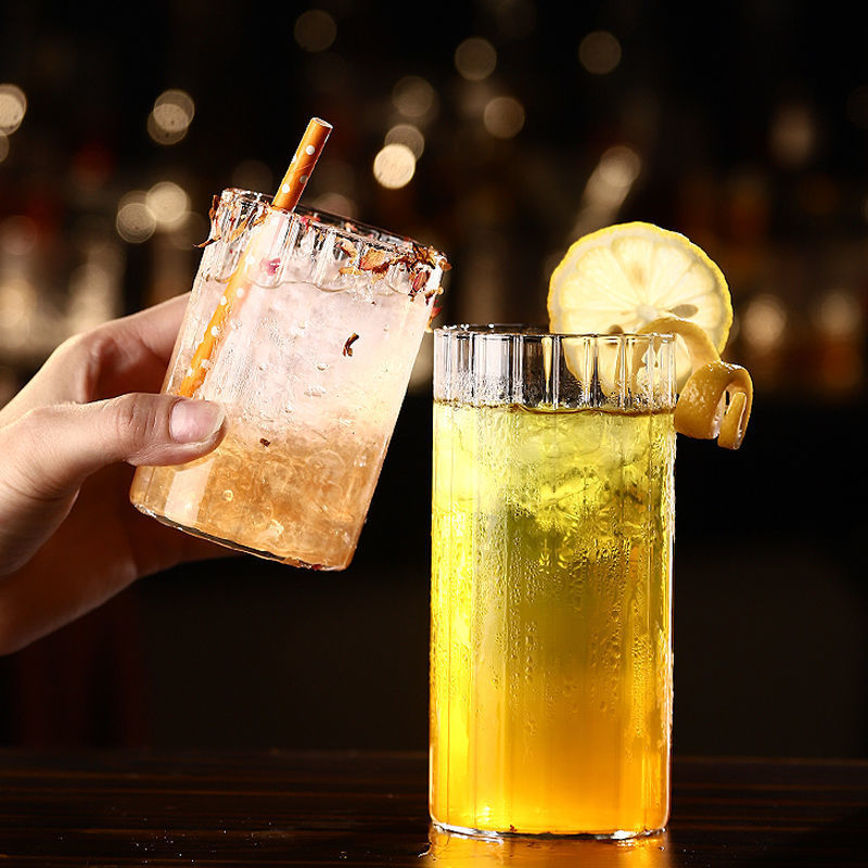 Directo de fábrica de alta borosilicato vidrio raya taza de alta temperatura resistente vidrio taza de agua desayuno taza de leche taza de jugo taza de bebida