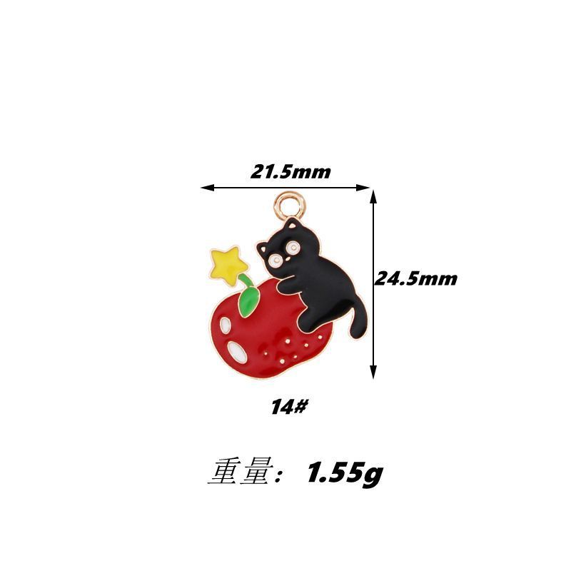 跨境卡通圣诞黑猫DIY饰品配件雪人拐杖苹果礼盒吊坠耳环钥匙扣配|undefined