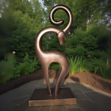 GRP玻璃纤维增强塑料仿铜抽象鹿雕塑 - 轻质耐候动物雕塑定制