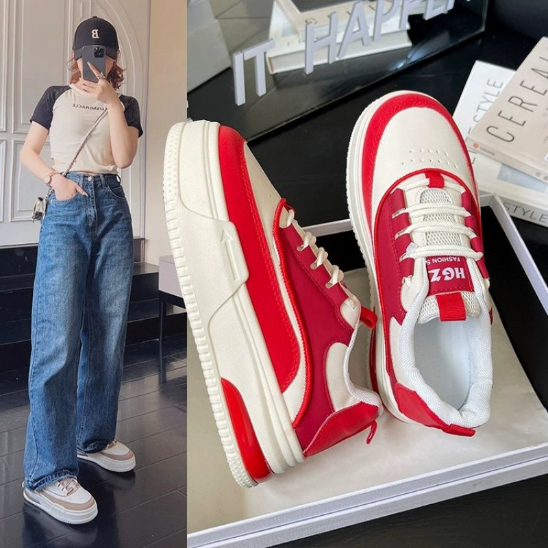 Маленькие белые туфли женщины 2024 весна новые оптовые кексы повседневные папы туфли толстые подошвы увеличены дышащие туфли для женщин