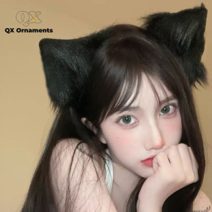 猫耳朵发夹仿真兽耳狐狸耳猫咪头饰洛丽塔发箍二次元cosplay发饰-阿里巴巴