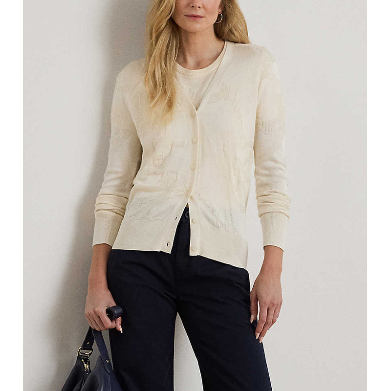 【Lafu Order】Women's 2026 Early Spring New Slim Fit Belt Pattern V-Neck Wool Knit Cardigan