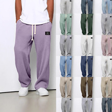 2025欧美跨境亚马逊男士春秋季潮牌垂感直筒卫裤阔腿运动休闲长裤