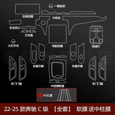Car interior film Film Glc300 Central Control Film - 22-25-c-class-full-set-soft-film-free-center-column-film