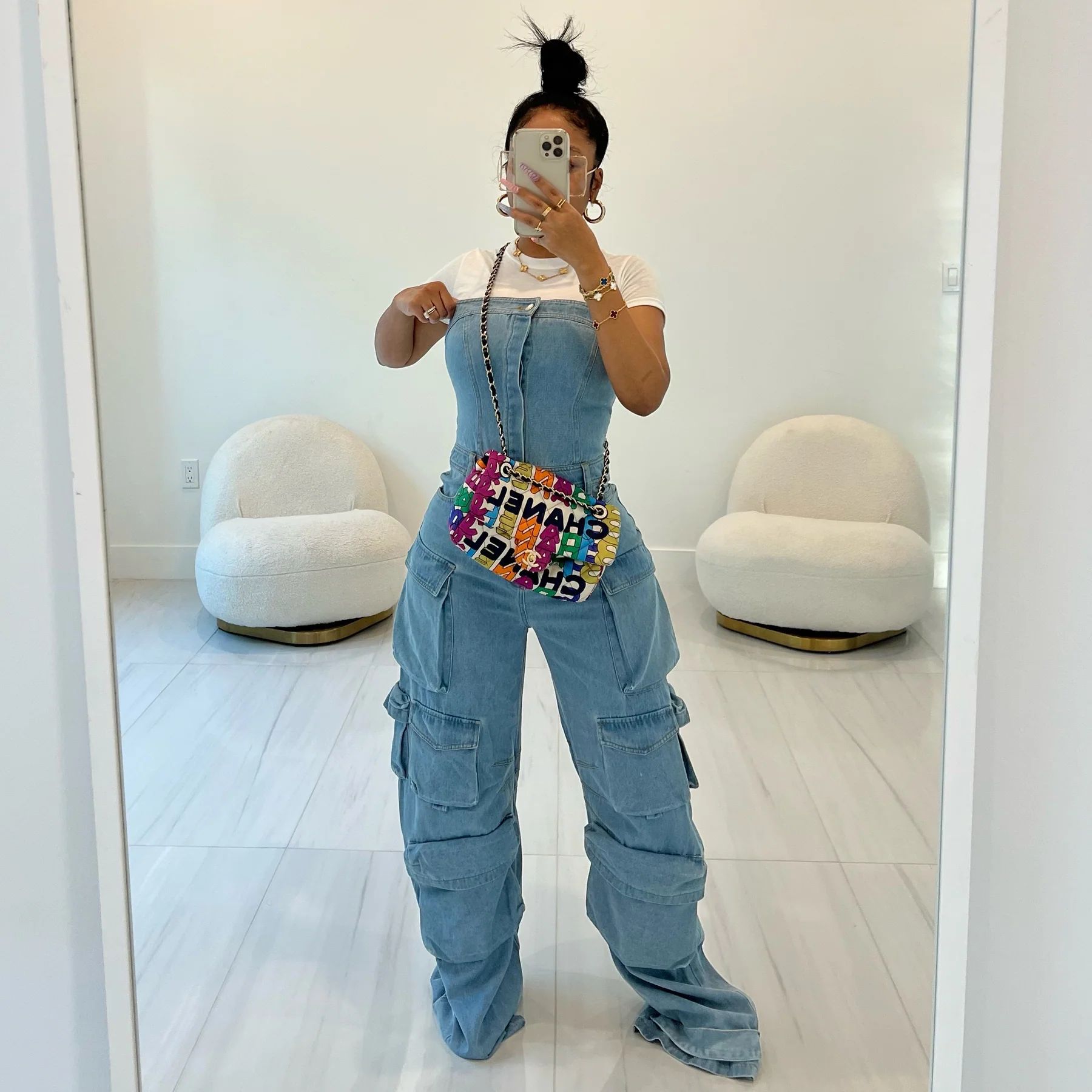 Denim Jumpsuit Front View