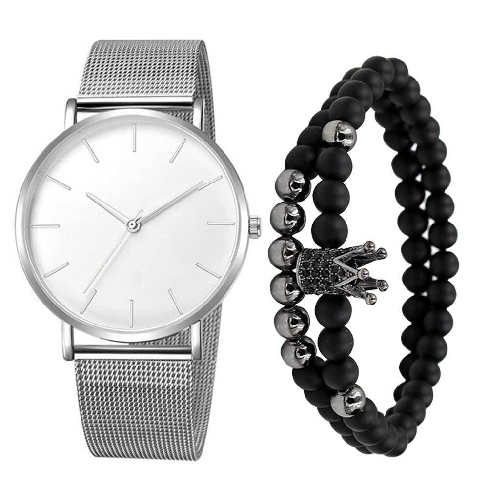 vendita calda stile coreano semplice moda orologio da uomo orologio da uomo cintura in maglia cintura in acciaio orologio al quarzo_voghion.com