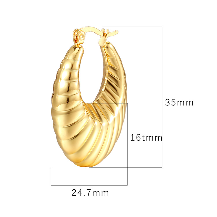 INS estilo francés Luz de lujo de alto grado de acero de titanio hueco pendientes de acero inoxidable 18K chapado en oro geométrico de titanio pendientes de acero