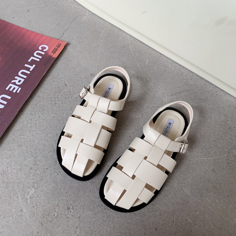 nuevas sandalias planas casuales de verano con punta gruesa NSHU57027