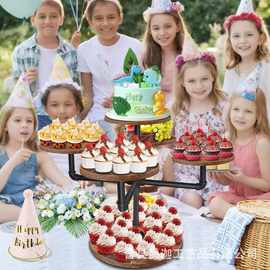 跨境实木甜品展示架儿童派对纸杯蛋糕饼干点心托盘多层水果蛋糕架