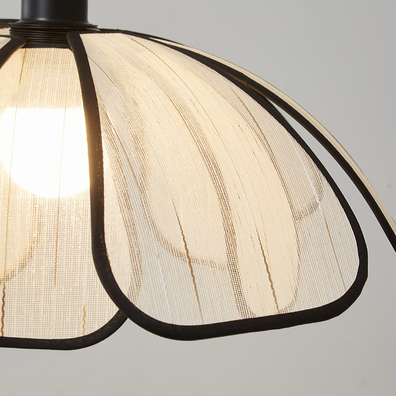 Techo de pétalo Estilo antiguo francés Arte avanzado Lámparas de habitación Lámparas de dormitorio de tela de madera maciza retro japonesa