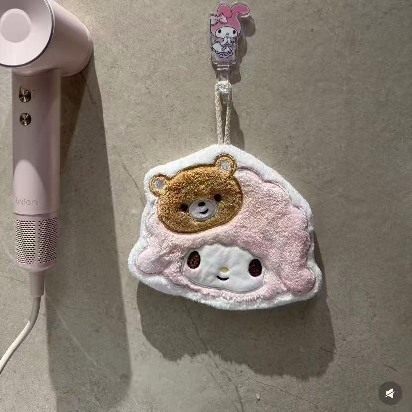 핑크 양 캐릭터 고리형 손닦는 수건 욕실 주방 핸드타월