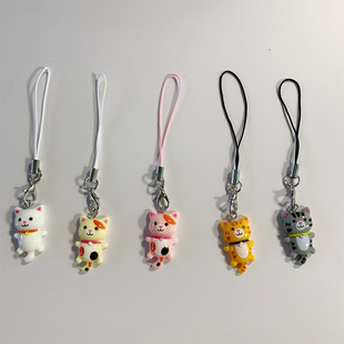 Cross-Border Hot Selling Retro Nostalgic Kitten Mobile Phone Chain Cute Ins Short Chain Animal Pendant Subculture Y2K