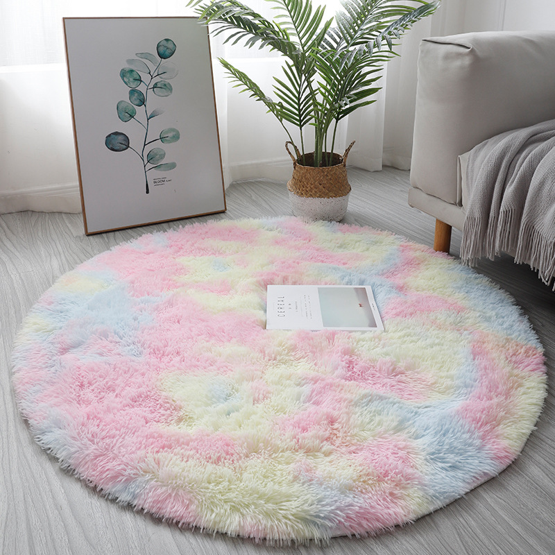 ins style thick plush carpet home living room absorbent coffee table blanket bedroom dressing table round silk wool carpet