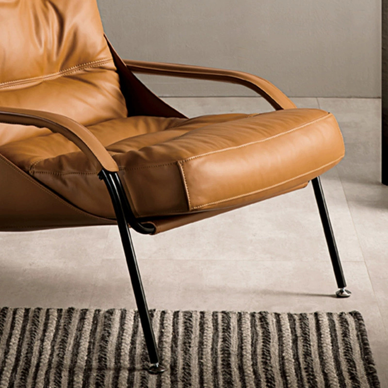 Art de cuero ligero de lujo italiano sofá silla industrial silla de ocio diseño de sala de estar naranja silla de negociación