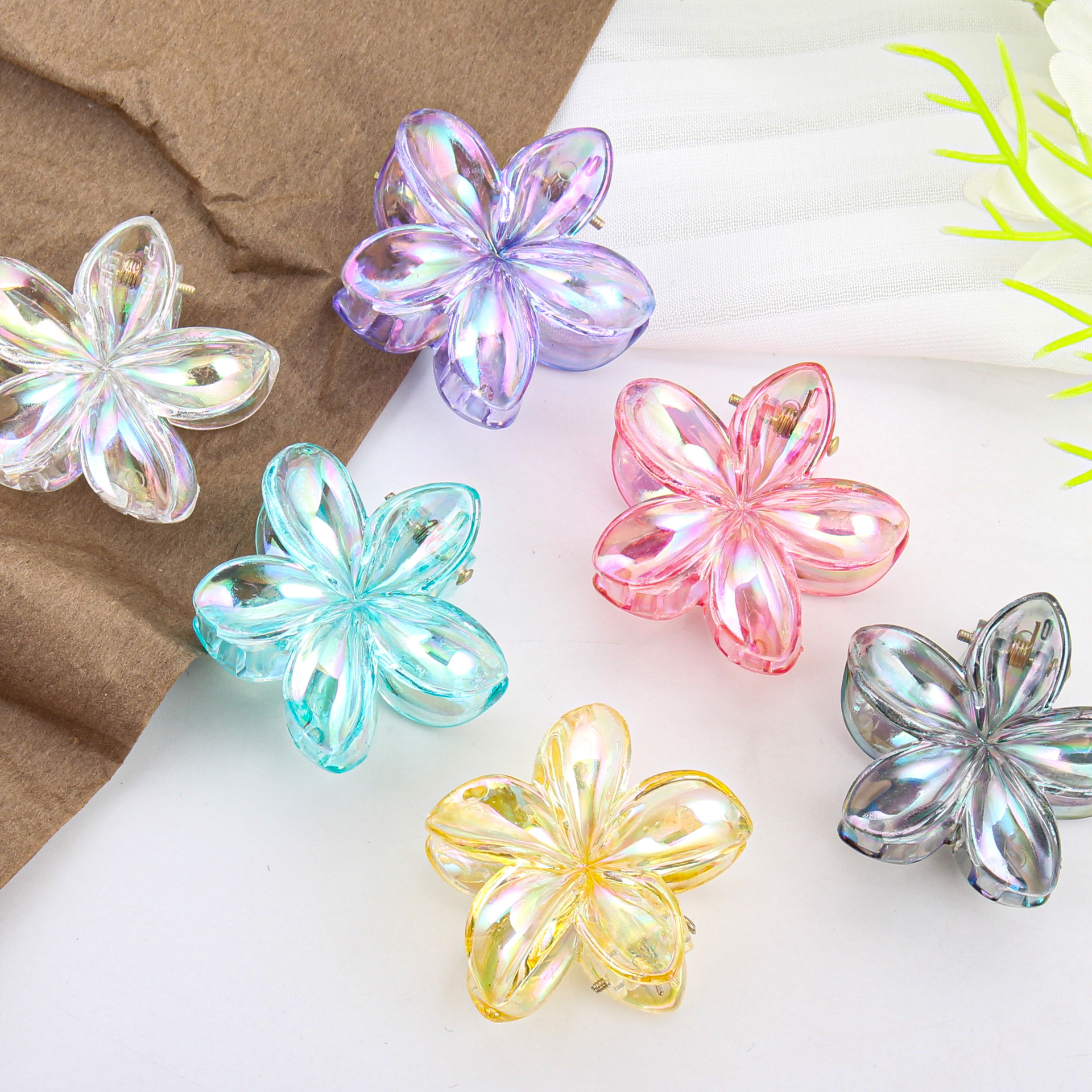 Red huevo flores flores clip para el pelo clip para la cabeza de las mujeres clip para el cabello de tiburón de vacaciones al mar adornamiento para el cabello de alta calidad