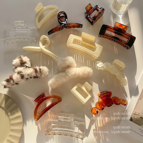 Korean style ins plastic square grabber simple temperament large back head hairpin bath fixed clip shark clip