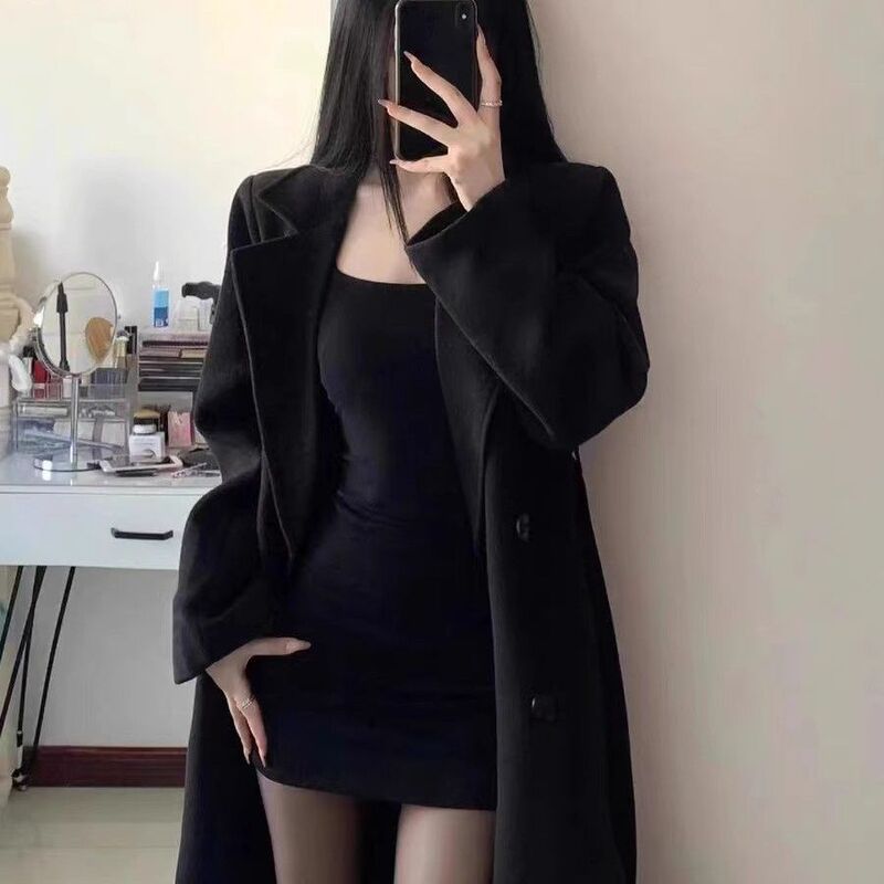 毛呢外套大衣女宽松秋冬新款赫本风小个子韩系感温柔呢子秋冬季|undefined
