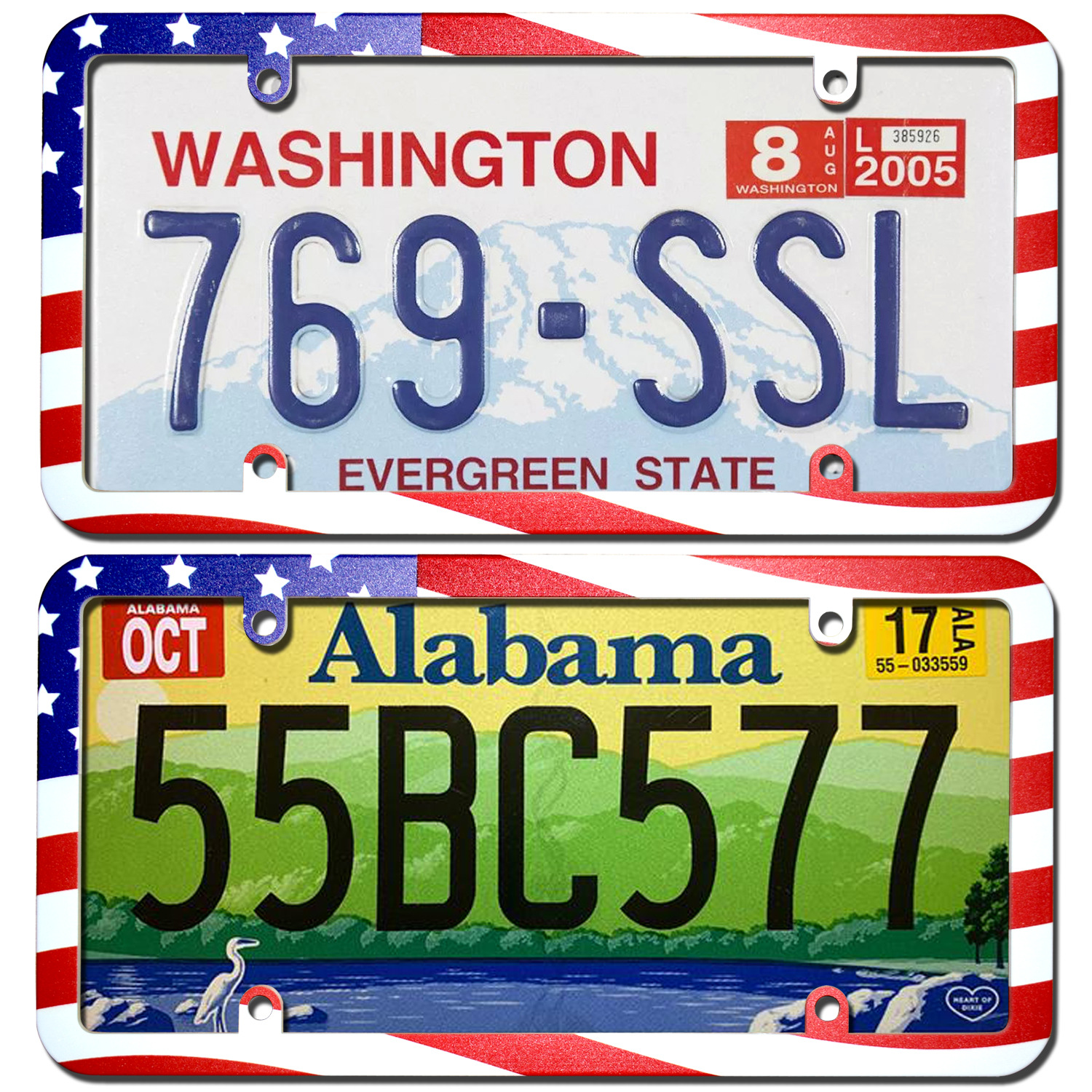2-Pack American Flag License Plate Holder, Star and Stripe License Plate Frame, American License Plate Holder, Abs Material, Durable, Cross-Border