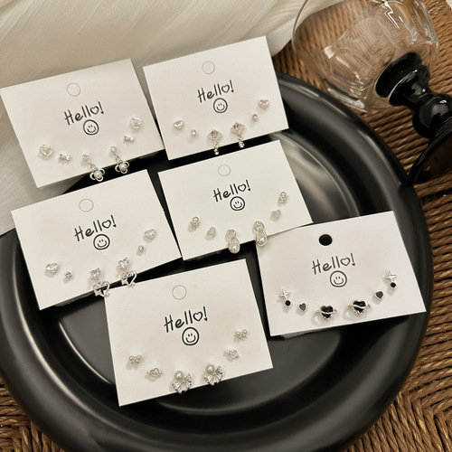 Elegant and lightweight luxury-style s925 earring set with unique design, featuring butterfly knot and heart shapes, sweet and charming earrings for women, wholesale.