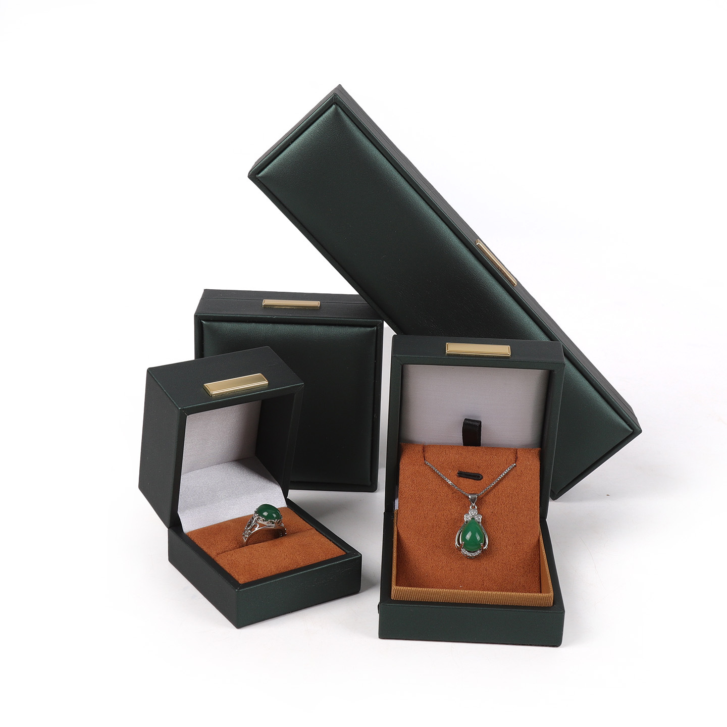 Caja de joyería de cuero de lujo ligera de oro de almacenamiento transfronterizo pulsera cuadrada caja de anillo de hebilla caja de joyería collar caja de embalaje de joyería image 3